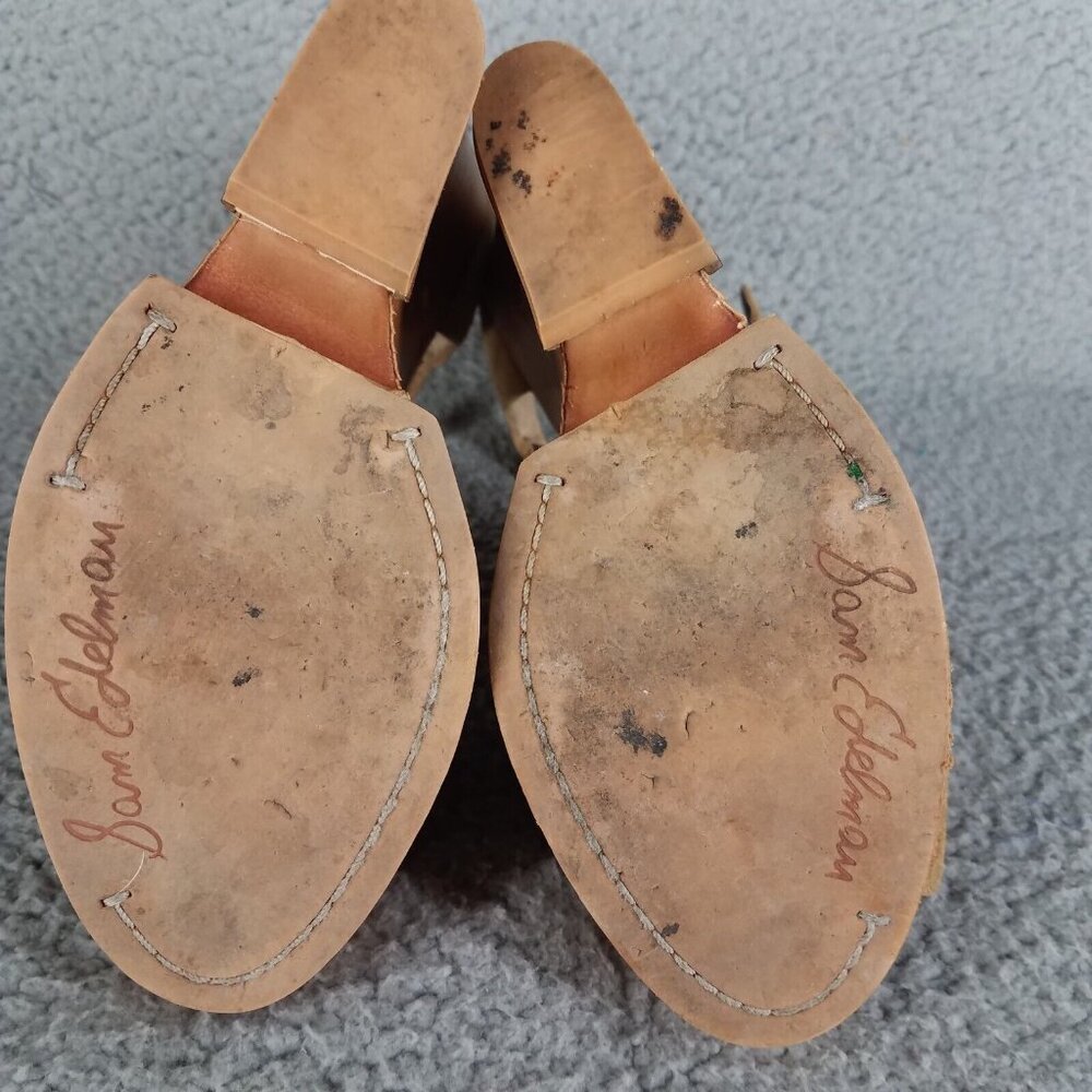 Sam Edelman Javi Wedge Sandals Women's 8 Suede Tan 5" Heel Pump Summer Party - Picture 12 of 14